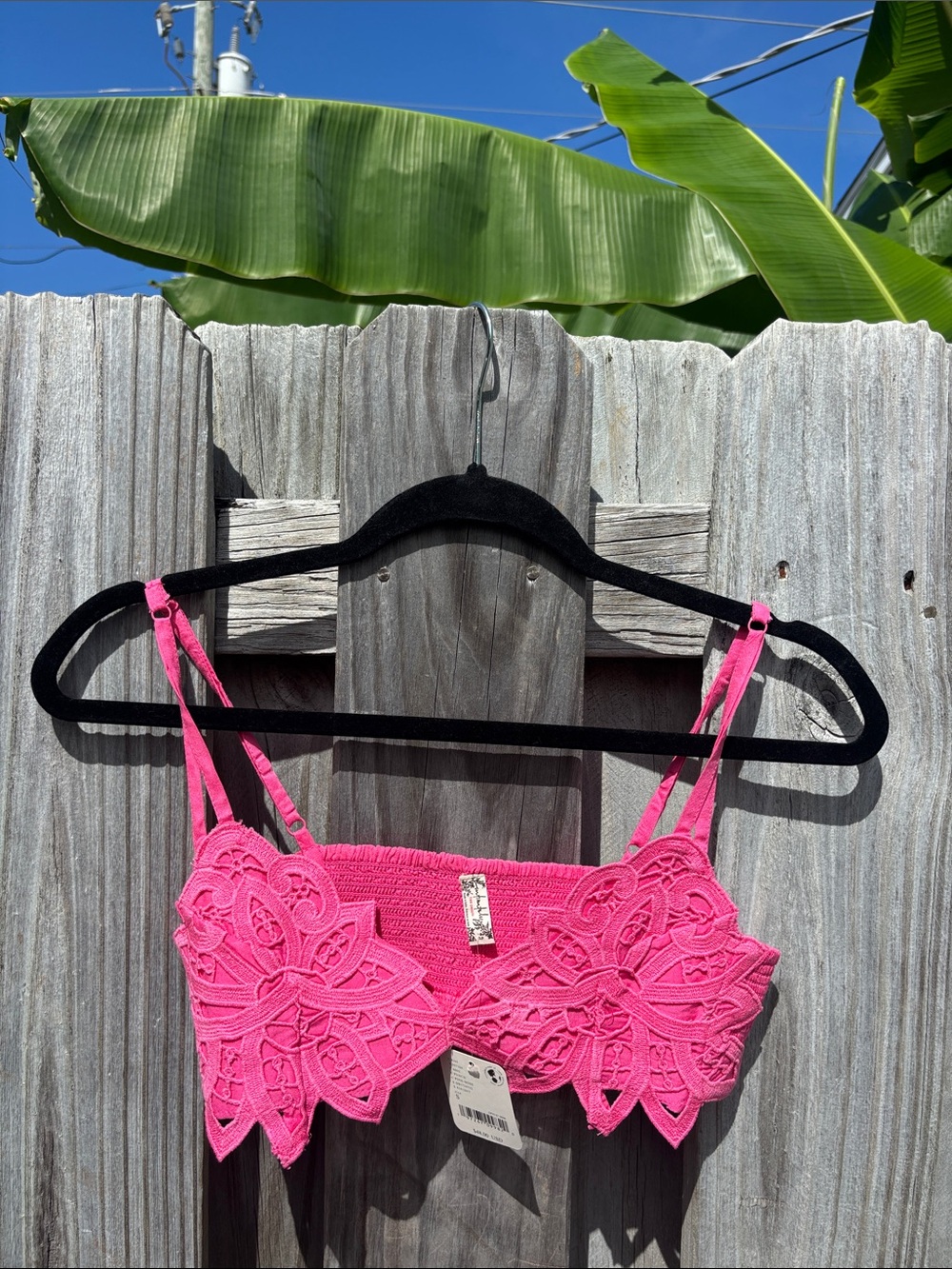 Free People Bright Pink Lace Bralette size small